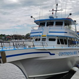 a boat is docked in the water