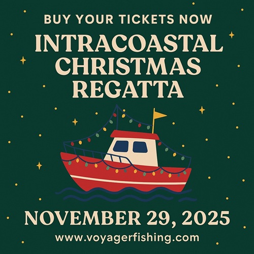 Christmas regatta poster with a decorated boat and event details for November 29, 2025.