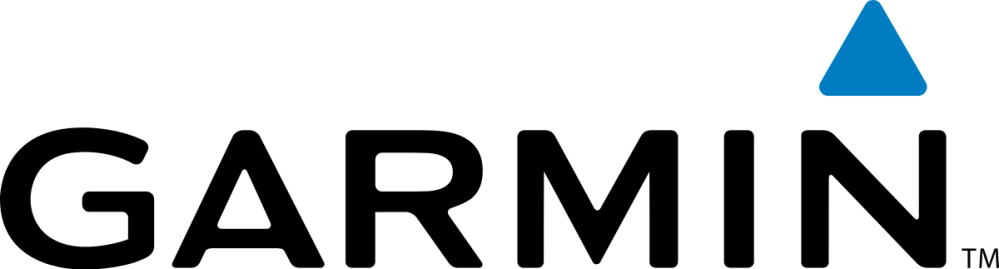 Garmin logo text with a blue triangle above the letter N.